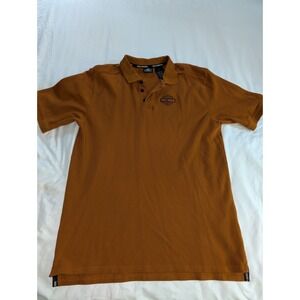 Harley Davidson Men's Large Burnt Orange Short Sleeve Pole Shirt With Logo